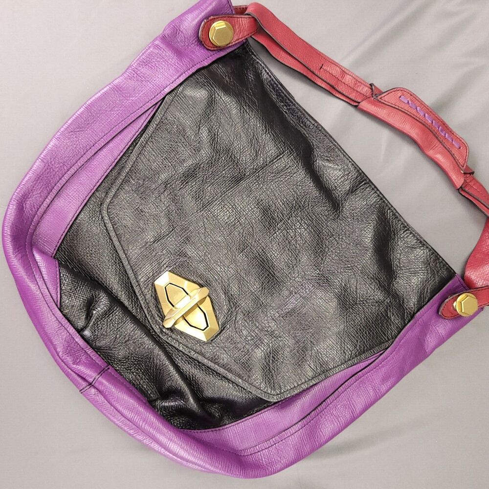 Leather Patchwork Tote Purse Double Handle Should… - image 1